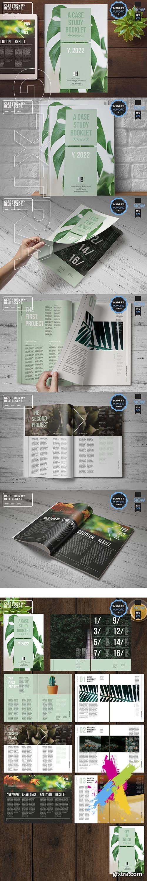 CreativeMarket - Case Study With Blue Accent Layout 3689104