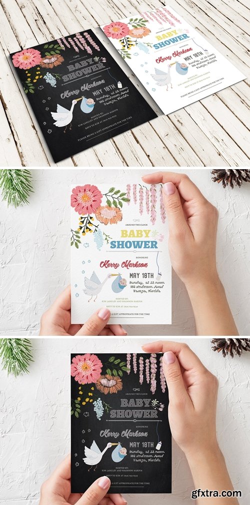 Chalk Effect/Knit Baby Shower Invitation