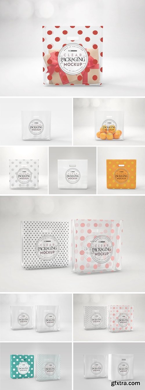 Clear Bag with Cutout Handle Packaging Mockup