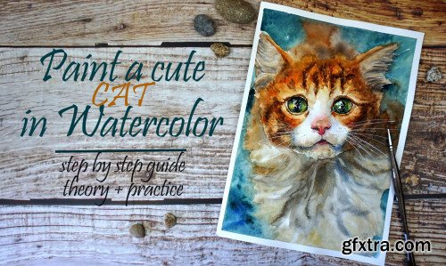 Watercolor Painting: Cute & Realistic Cat Step by Step. Pet Portrait Techniques