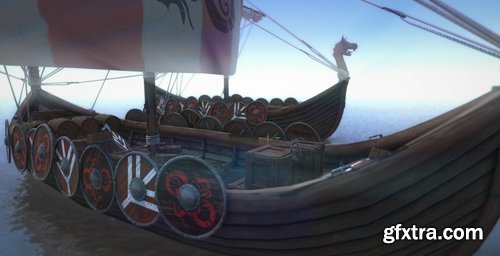Cgtrader - Game Ready Medieval Viking Ship Pack Low-poly 3D model