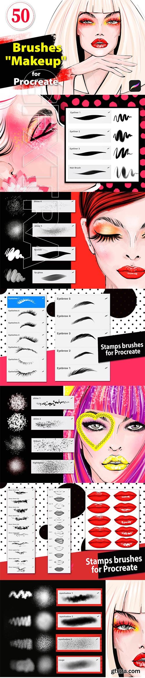 CreativeMarket - Makeup brush set for Procreate 3747548