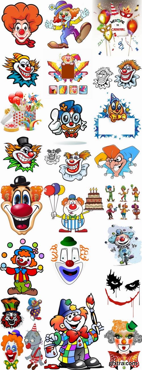 Vector joke clown cap cartoon character 2-25 eps