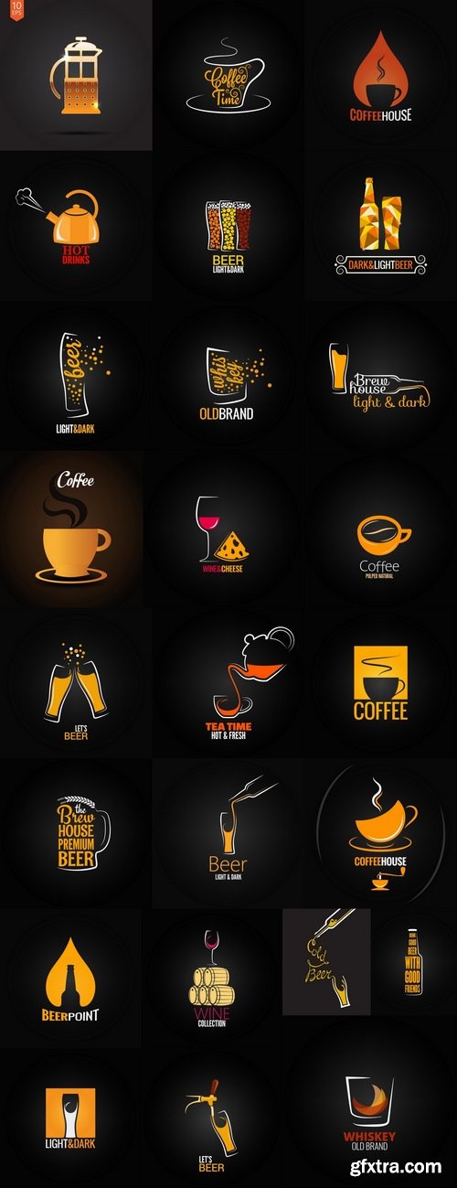 Vector coffee drink beer logo background flyer 25 eps