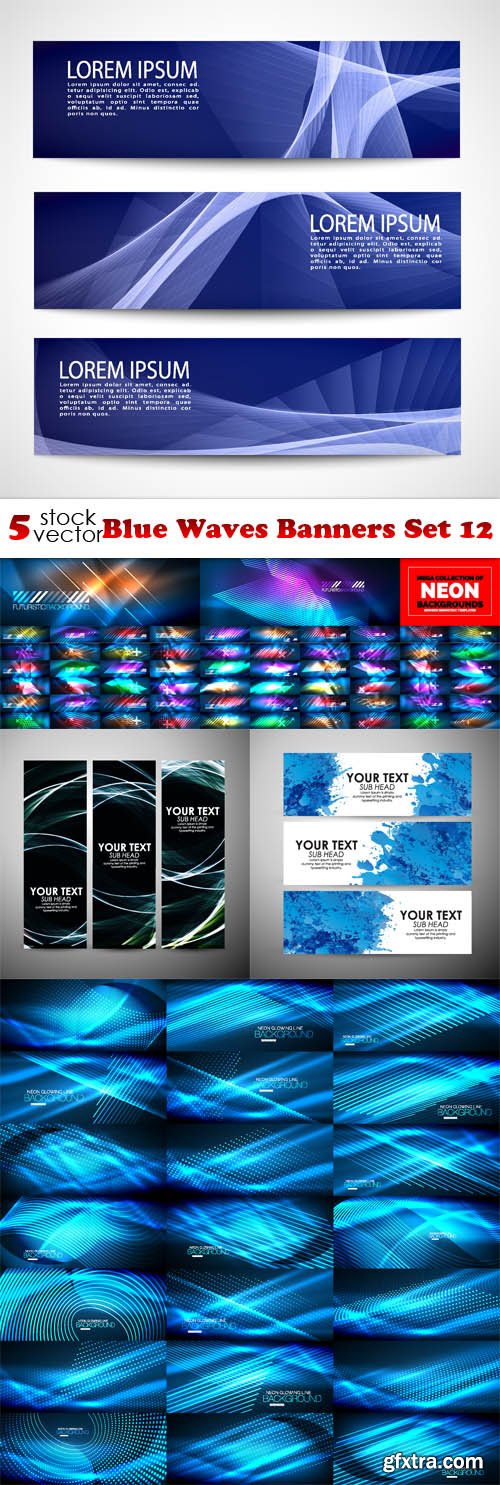 Vectors - Blue Waves Banners Set 12