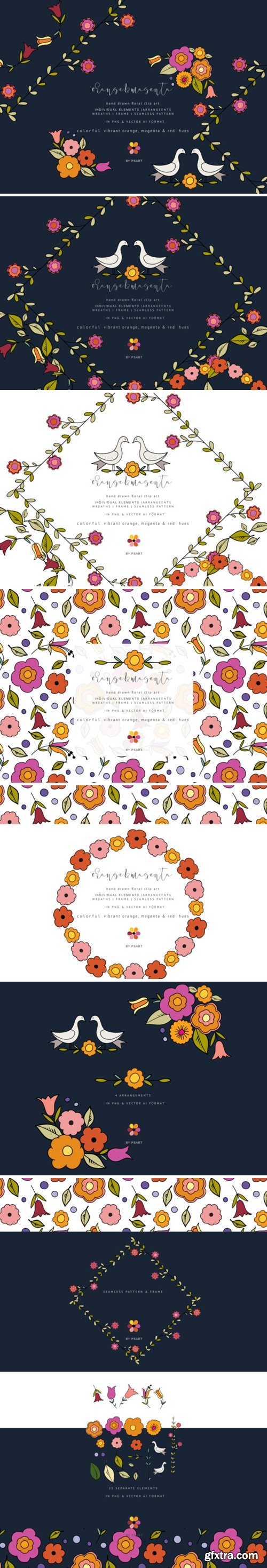 Hand-Draw Flowers Clipart 1348609