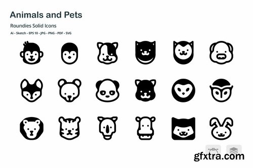 Animals and Pets Roundies Solid Glyph Icons