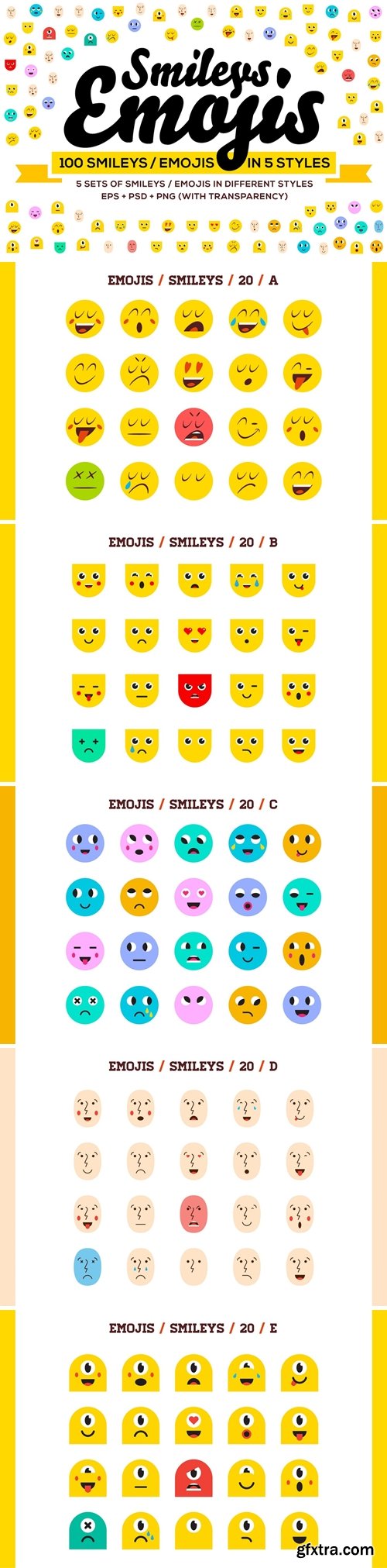 100 Emoji & Smiley Bundle Pack Vol 1