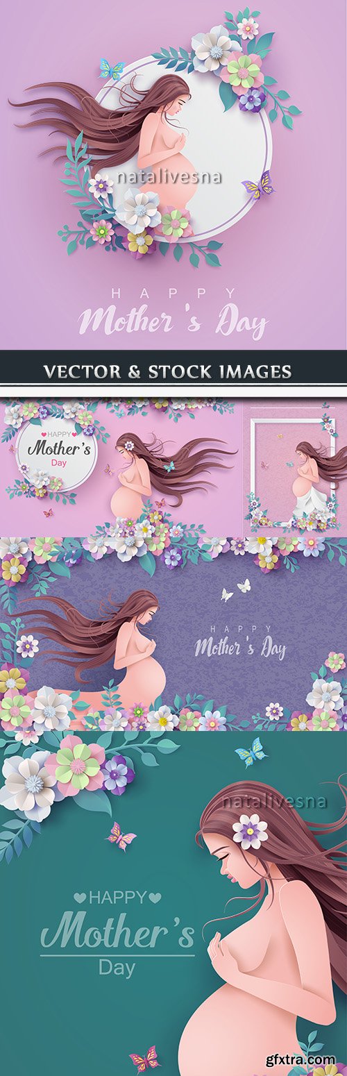 Mother\'s Day and child gentle flower design illustrations