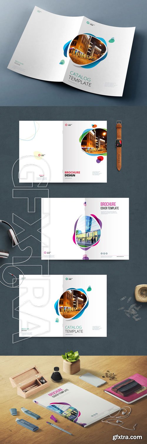 Four Business Cover Layouts with Layered Abstract Spots