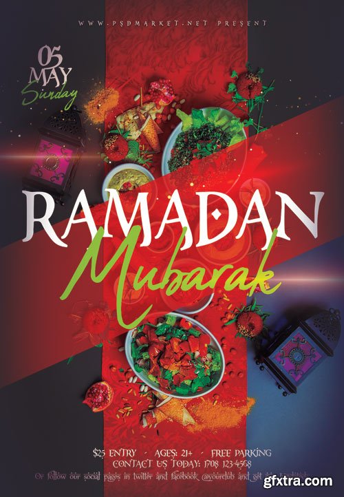 Ramadan Mubarak Kareem Flyer - PSD Template