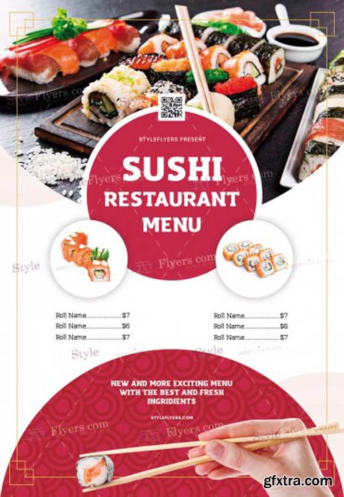 Sushi Restaurant Menu V1 2019 PSD Flyer Template