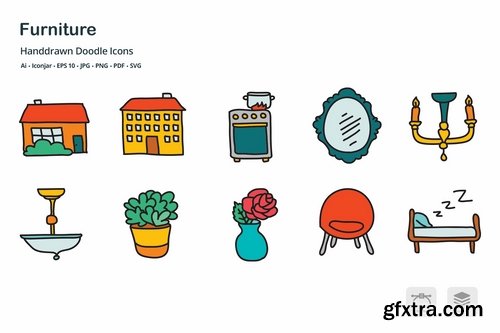 Furniture Handdrawn Doodle Icons