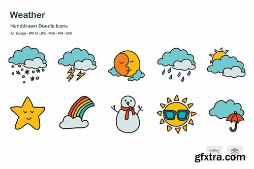 Weather Forecast Hand Drawn Doodle Icons