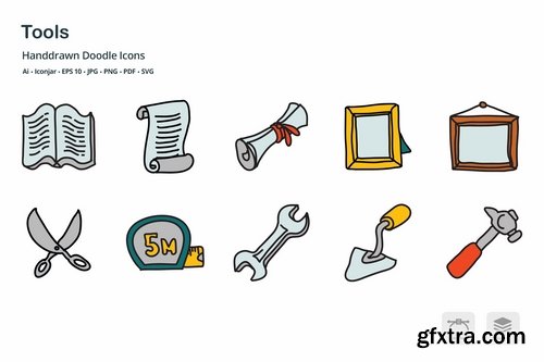 Tools Hand Drawn Doodle Icons