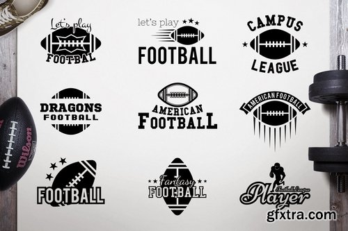 American Football Logos Bundle Retro Sports Badges