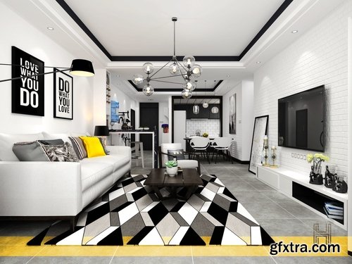 Cgtrader - Hanhart-Scandinavian style living room-2015 3D model