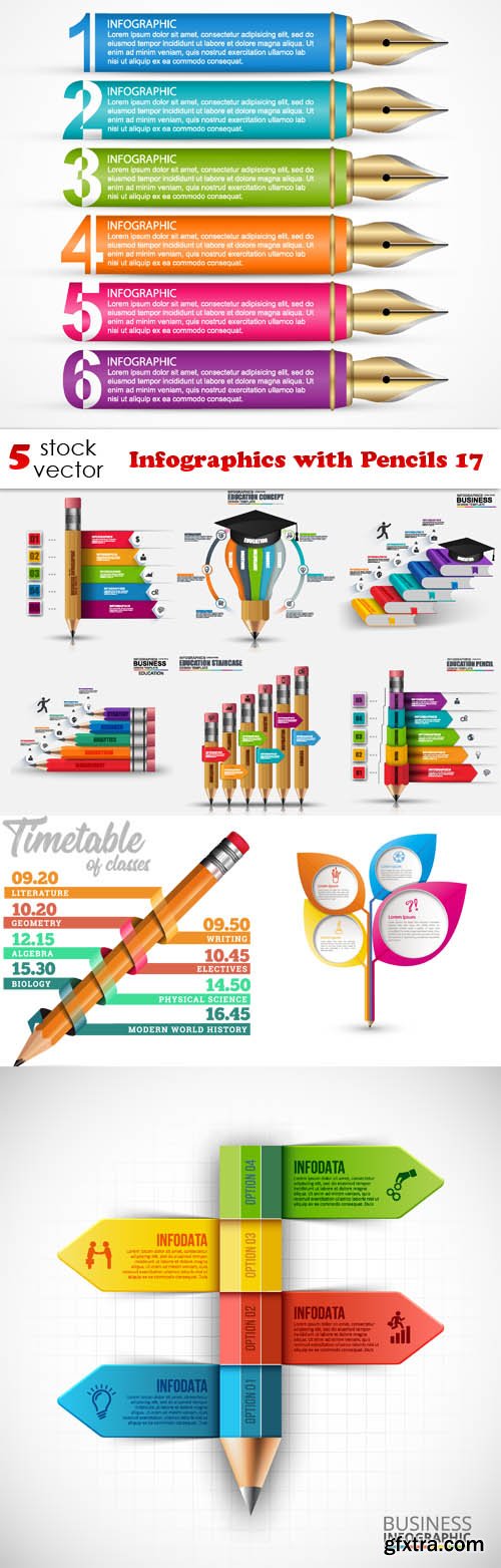 Vectors - Infographics with Pencils 17