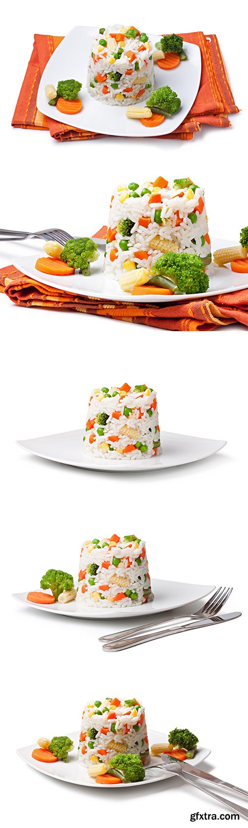 Rice And Vegetables Isolated - 5xJPGs