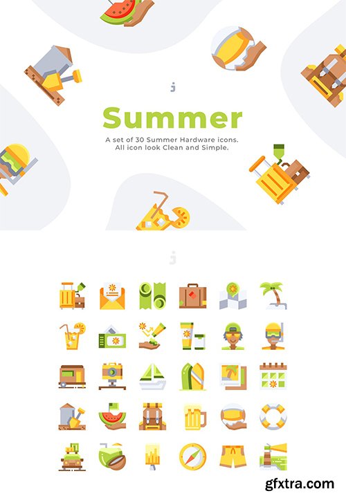 30 Summer Icons - Flat