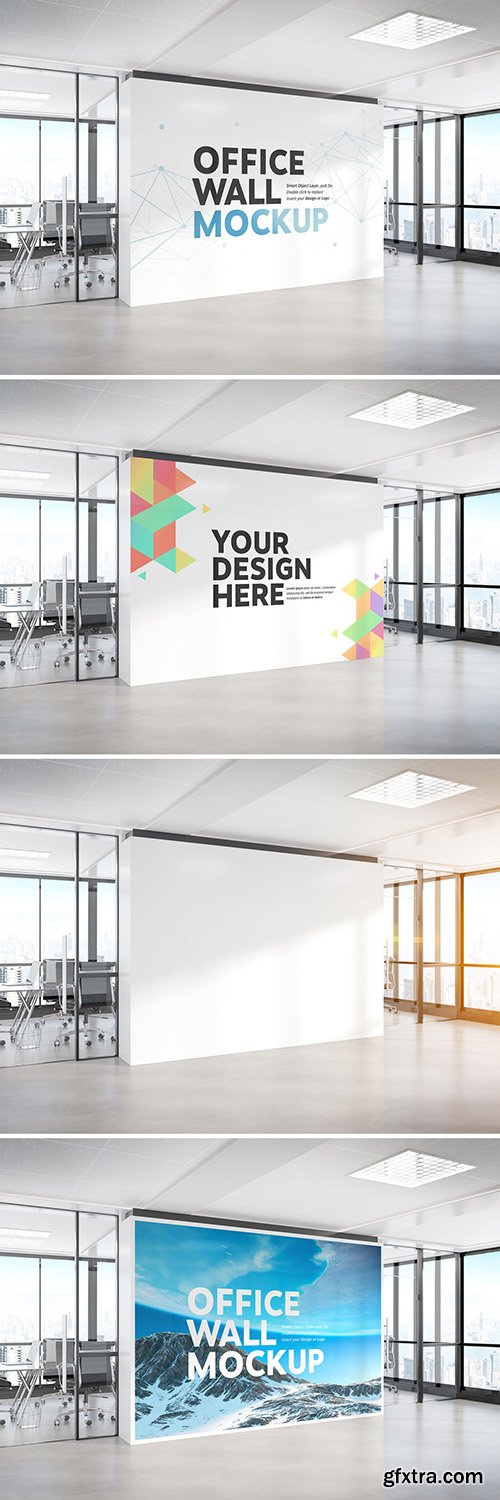 Side View of a White Wall in Office Mockup 265385642