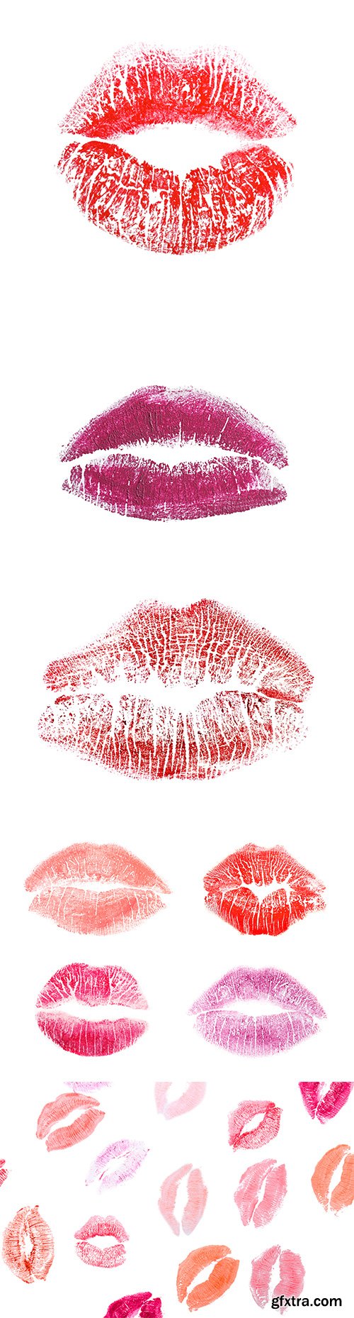 Colorful Lipstick Kiss Mark Isolated - 13xJPGs
