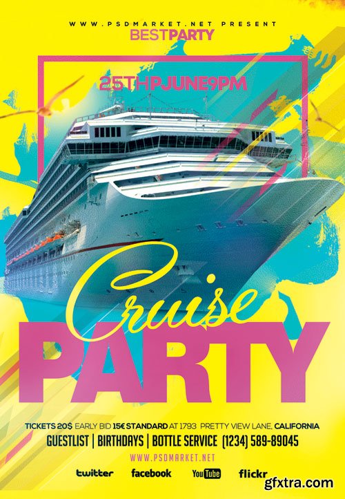 CRUISE PARTY EVENT FLYER – PSD TEMPLATE
