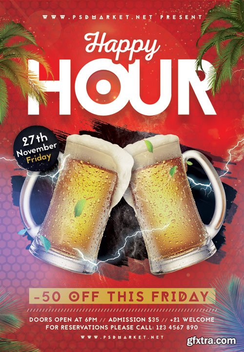 HAPPY HOUR EVENT FLYER – PSD TEMPLATE