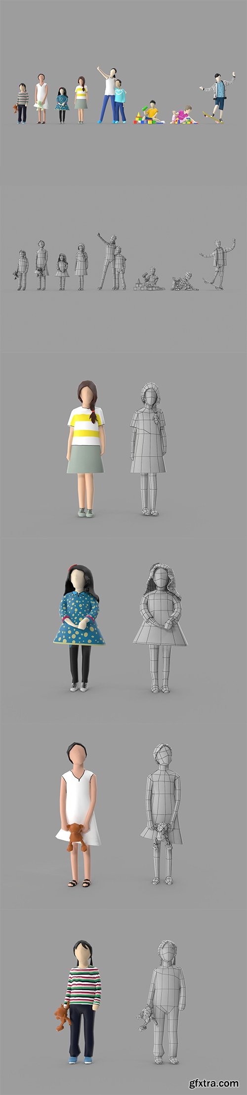Cgtrader - Low Poly Kid Pack Low-poly 3D model