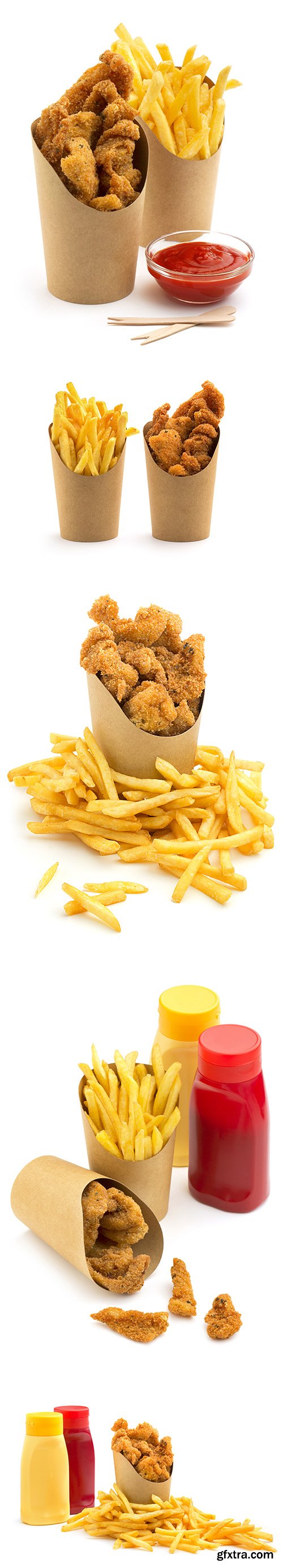 Fries And Chicken Isolated - 7xJPGs