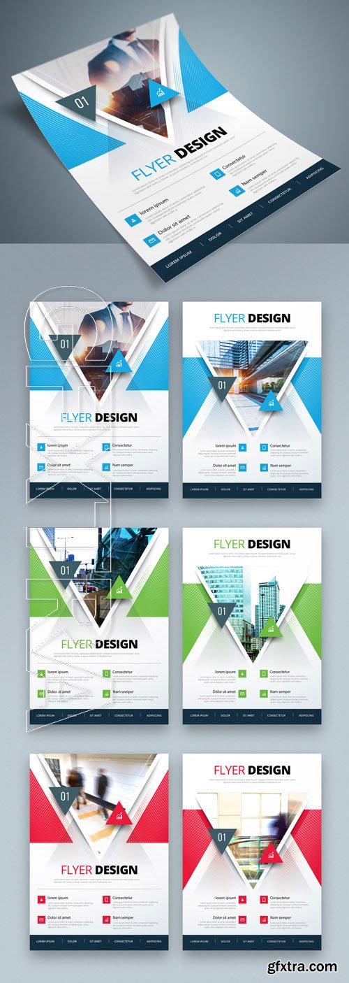 Colorful Business Flyer Layout with Triangle Elements_267840363