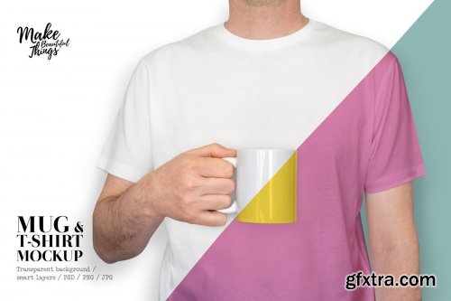 CreativeMarket - Mug mockup and editable T-shirt 3761036