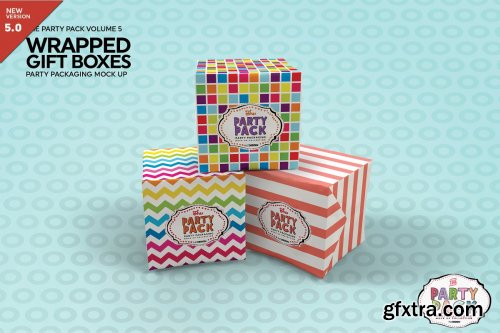 CreativeMarket - Wrapped Gift Boxes Packaging Mockup 3733917