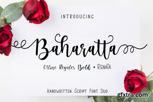 Baharatta Script Handwritting Font Duo