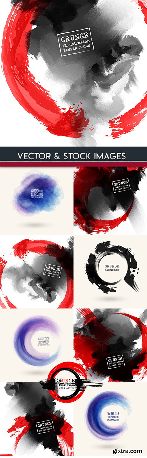 Grunge ink and watercolor brush creative illustration