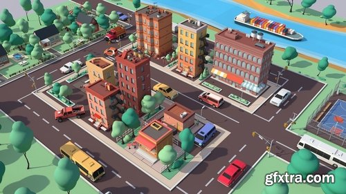 Cgtrader - Cartoon Low Poly American Dream City Pack Low-poly 3D model