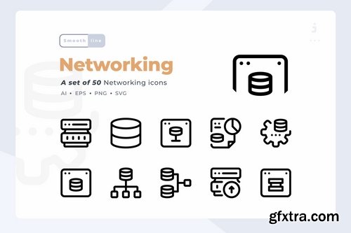 Smoothline - 50 Networking and Database icon set