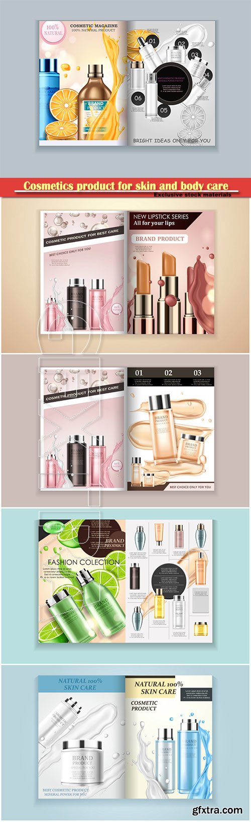 Cosmetics product for skin and body care vector design