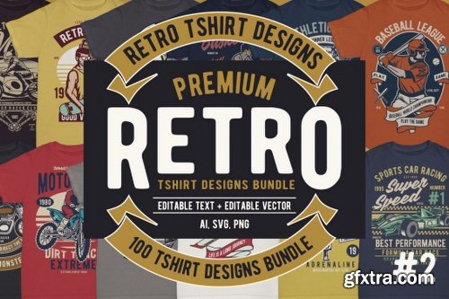 DealJumbo 100 Premium Retro T-shirt Designs 2