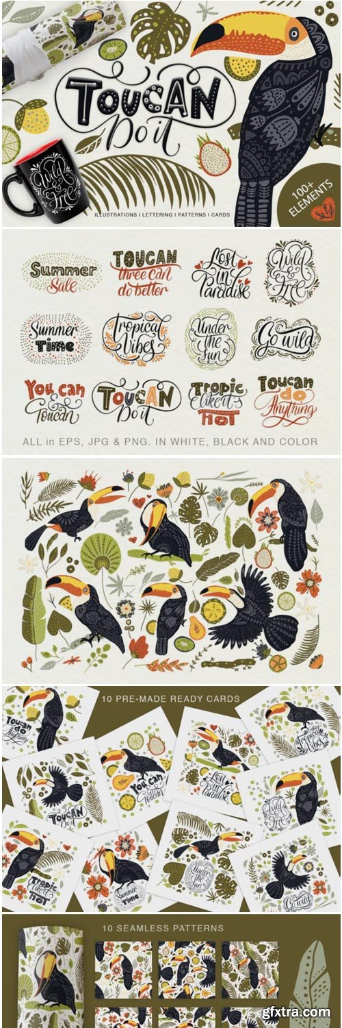 Toucan. Folk Art Graphic Set. 1466931