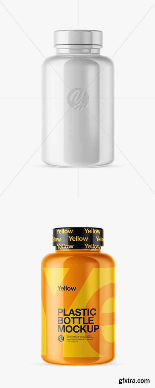 Glossy Pills Bottle with Shrink Sleeve Mockup 42945