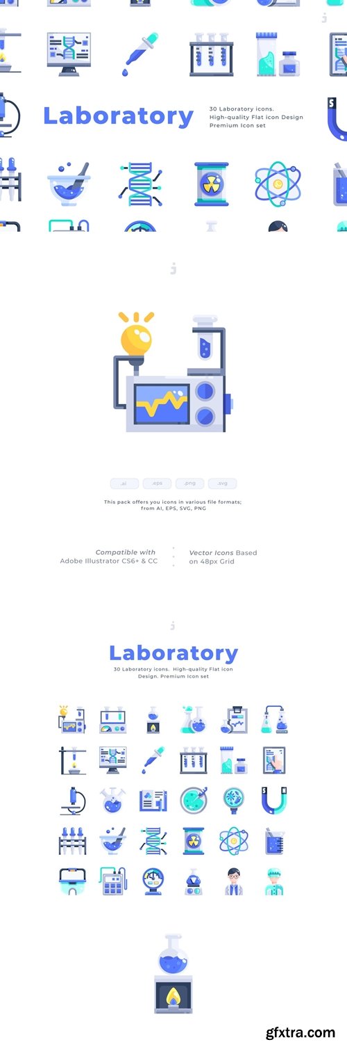 30 Laboratory Icons - Flat