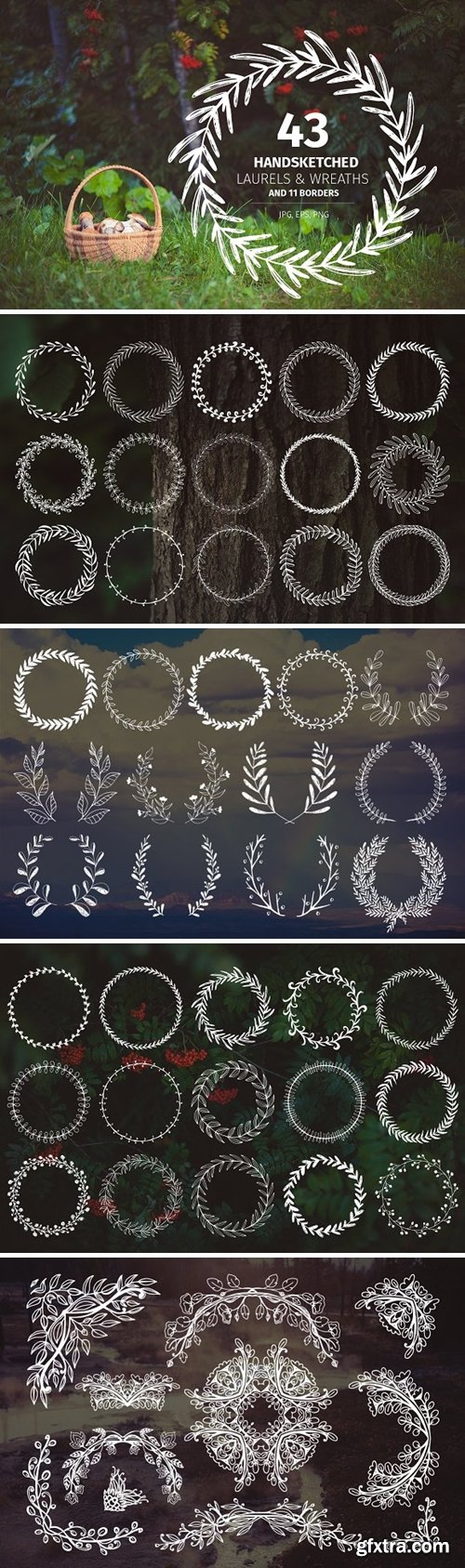 CM - 43 Handsketched Laurels & Wreaths 143192