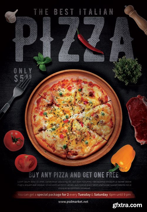 THE BEST ITALIAN PIZZA – FOOD FLYER PSD TEMPLATE