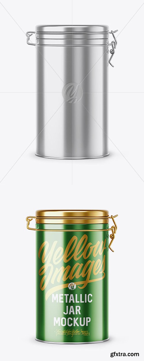 Metallic Jar With Locking Lid Mockup 44146