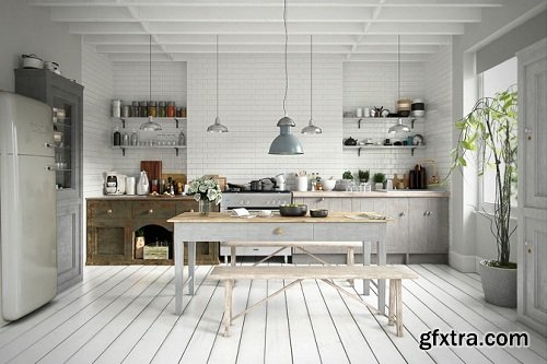 Scandinavian Style Kitchen Interior Scene 03