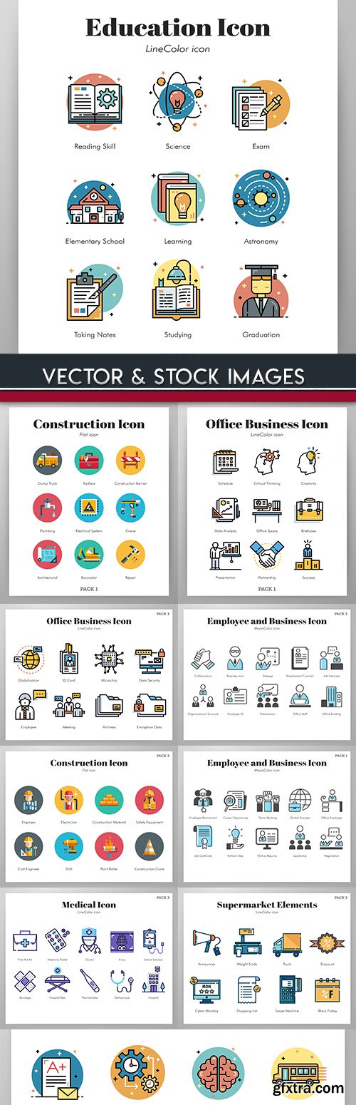 Collection icons Internet technology and social network 3