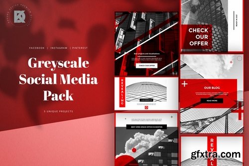 Greyscale Red Social Media Pack