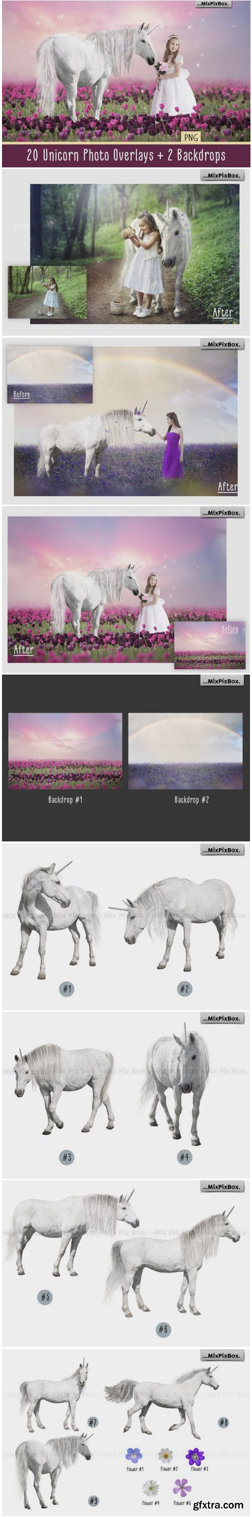 Unicorn PNG Overlays Pack+ Backdrops 1485717