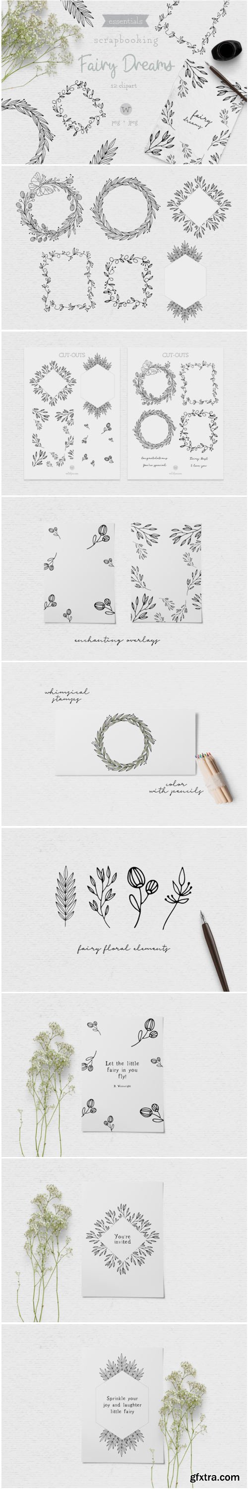 Floral Wreath Clipart and Stamps 1485747